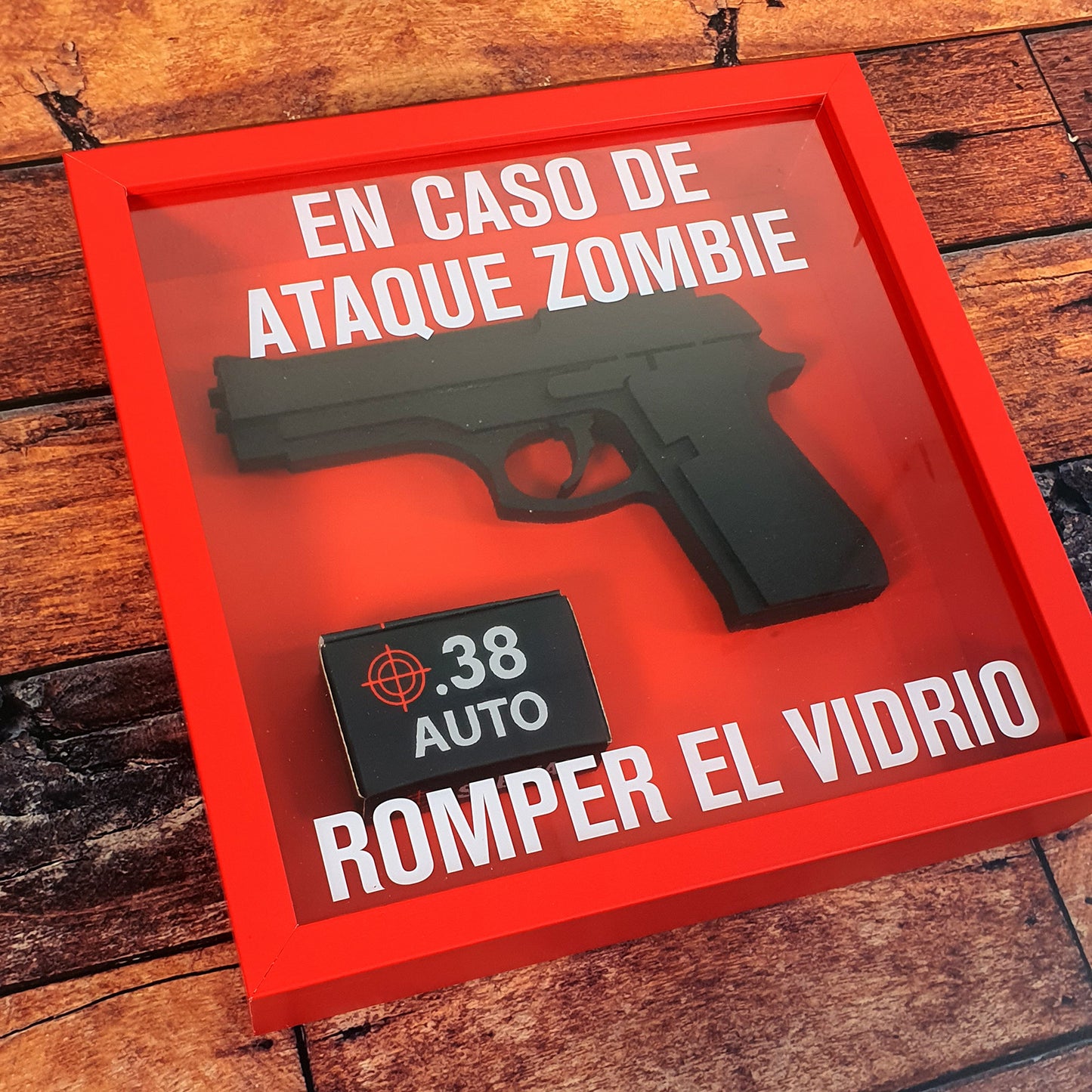 Cuadro 3D en caso de ataque zombie romper el vidrio
