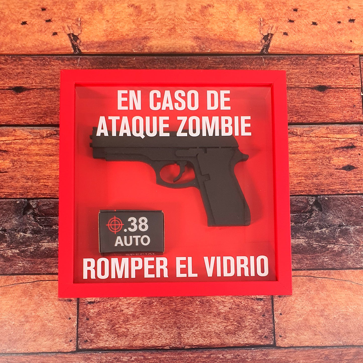 Cuadro 3D en caso de ataque zombie romper el vidrio