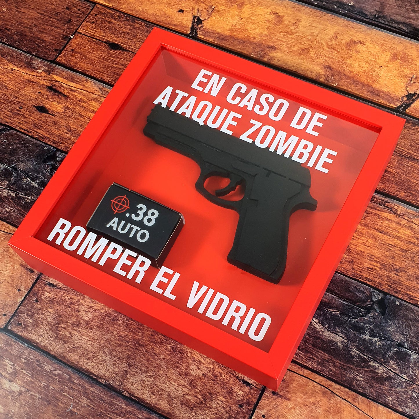 Cuadro 3D en caso de ataque zombie romper el vidrio
