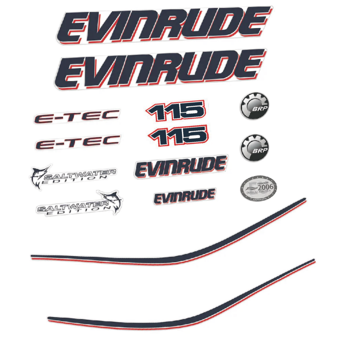 Adhesivos Evinrude 115HP I motor fueraborda carenado blanco, pegatinas en vinilo