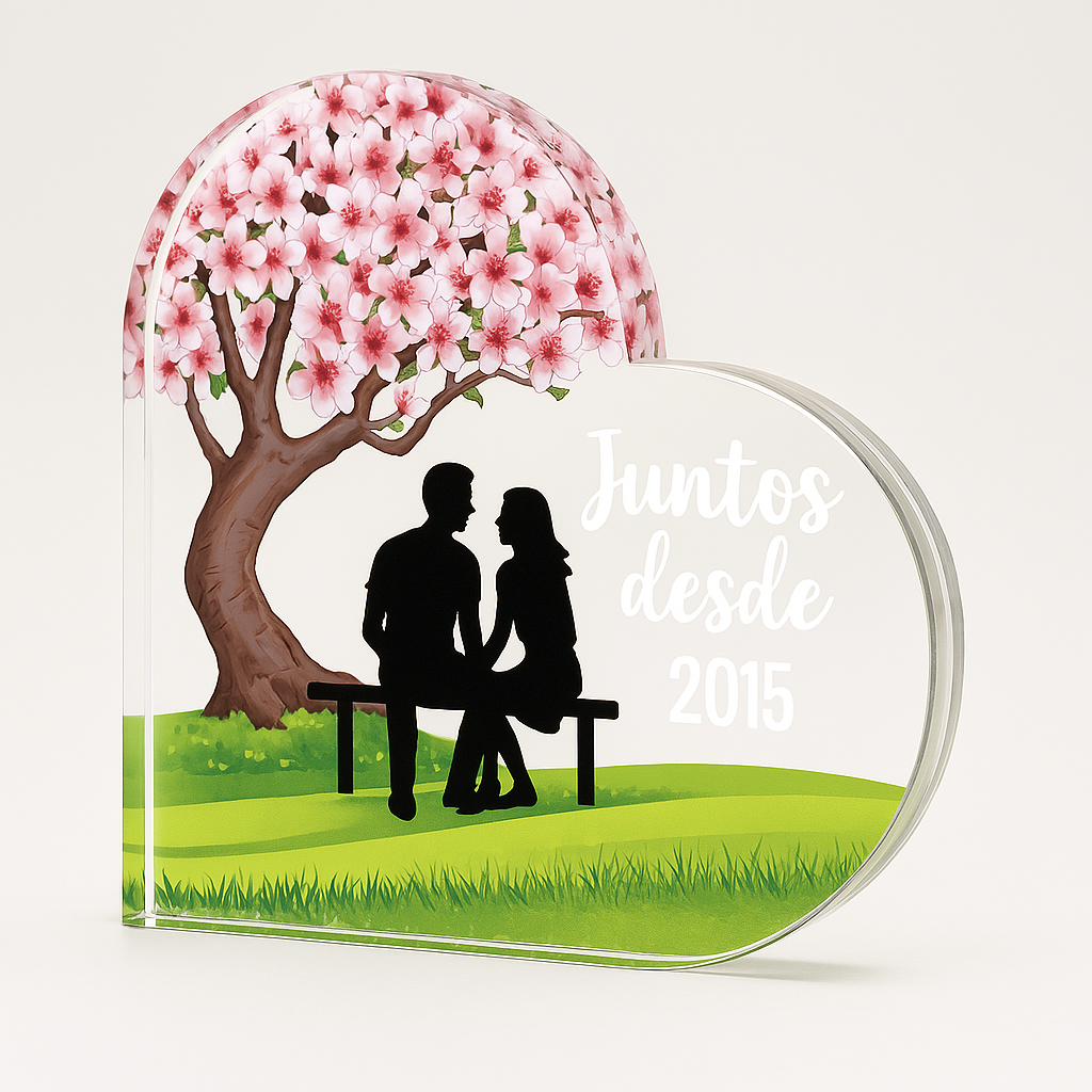 Placa Acrílica Personalizada Corazón - Juntos Desde 2015