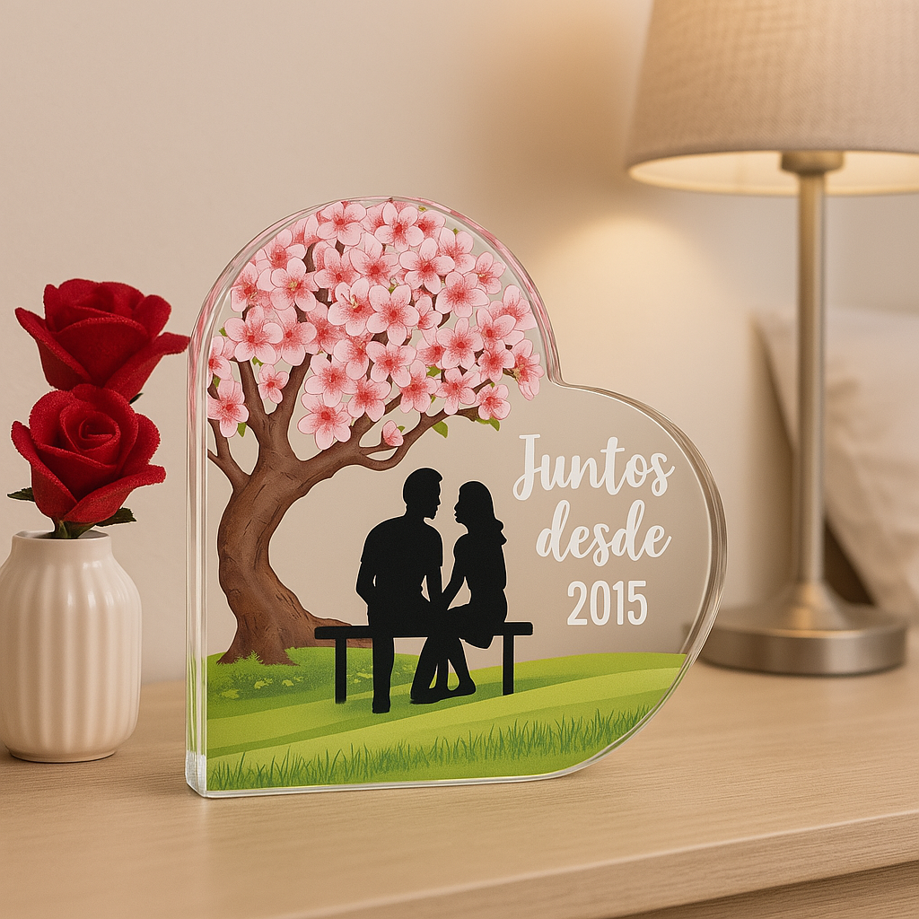 Placa Acrílica Personalizada Corazón - Juntos Desde 2015