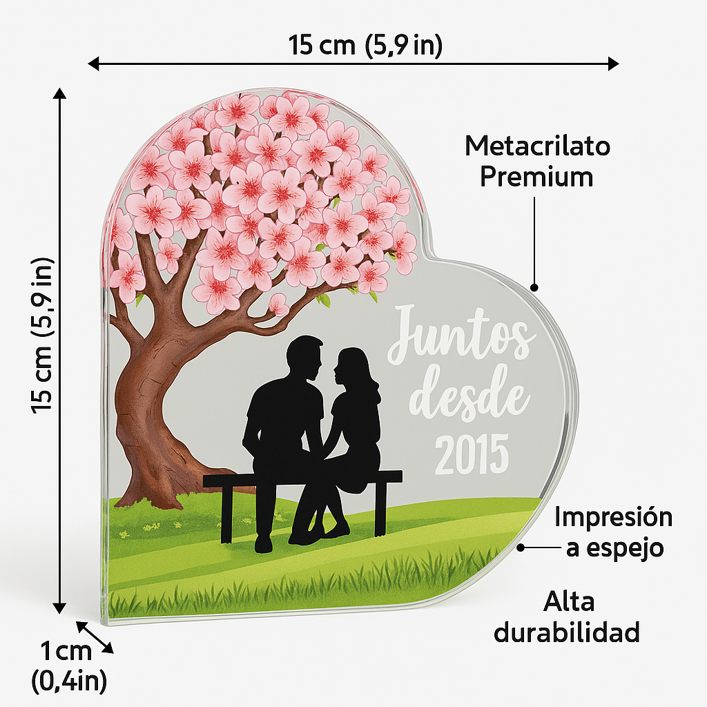 Placa Acrílica Personalizada Corazón - Juntos Desde 2015