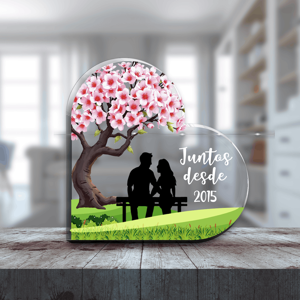 Placa Acrílica Personalizada Corazón - Juntos Desde 2015
