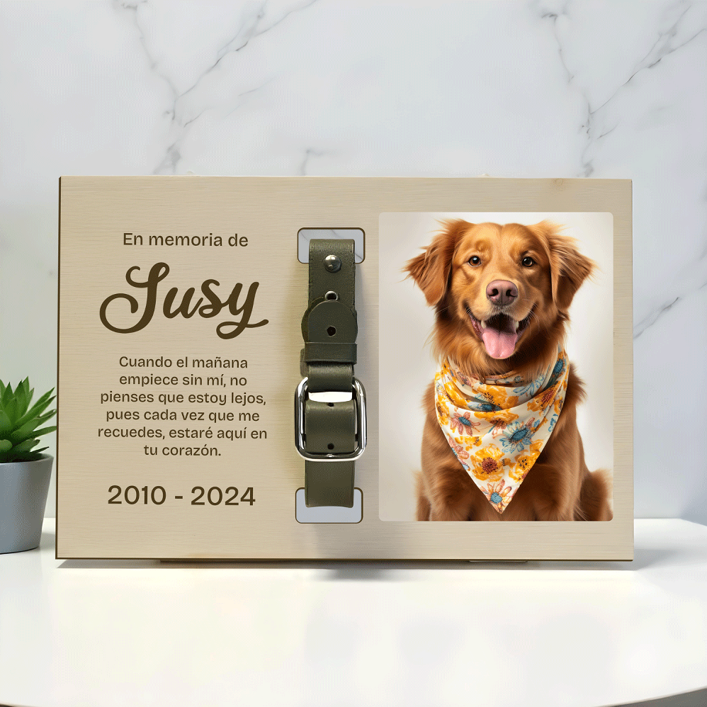 Marco Conmemorativo Personalizado con Foto y Collar para Mascotas 🐾