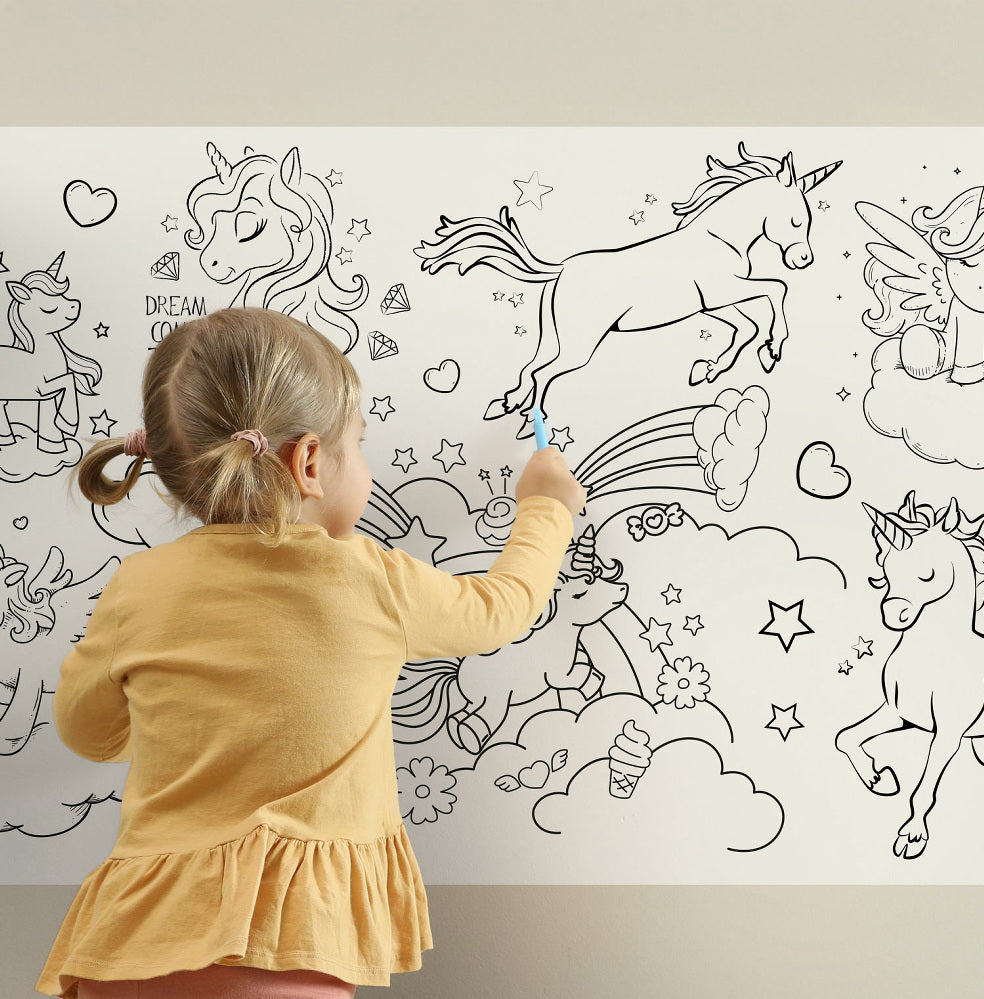Rollo Gigante para Colorear de Unicornios – Diversión Infantil, Ancho 60cm