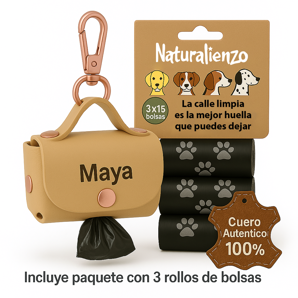 Bolsa piel dispensador para bolsas de las cacas personalizado