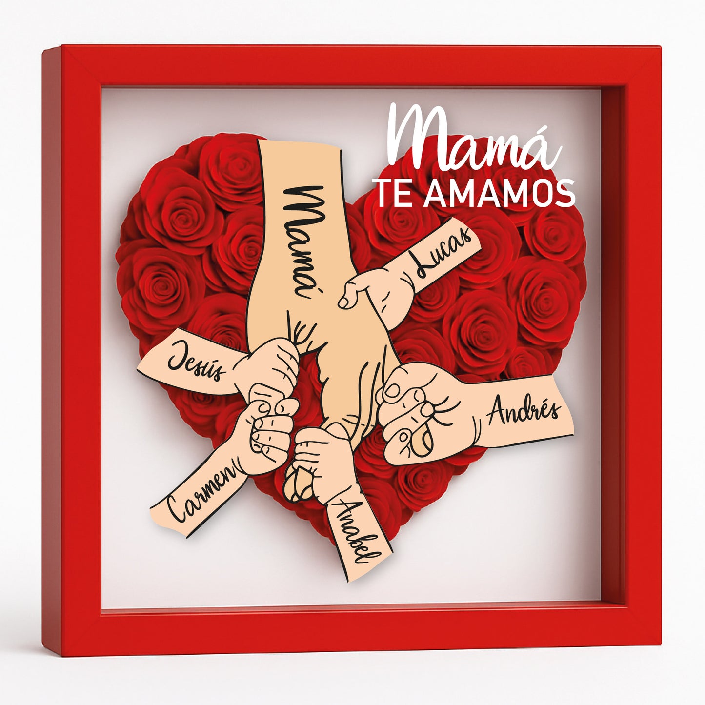 Cuadro Regalo personalizado madre mano y flores