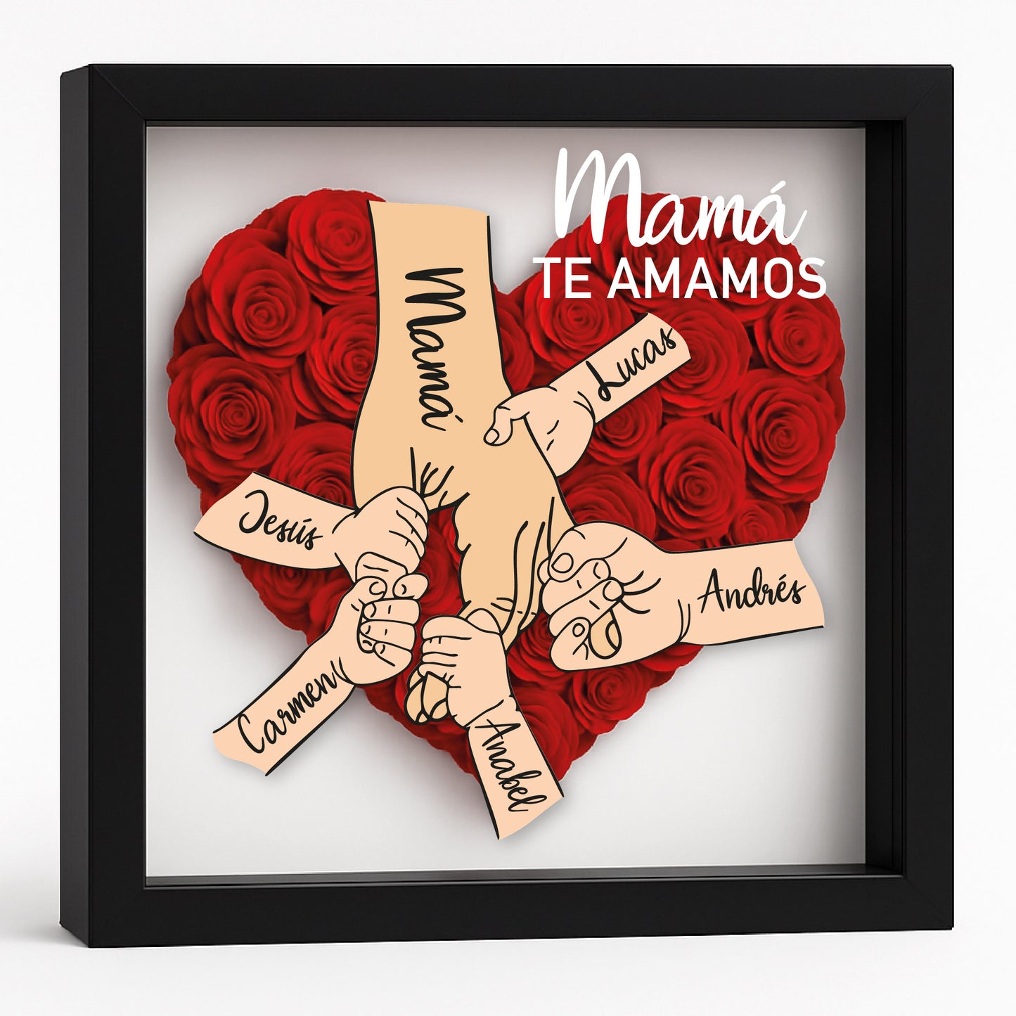 Cuadro Regalo personalizado madre mano y flores