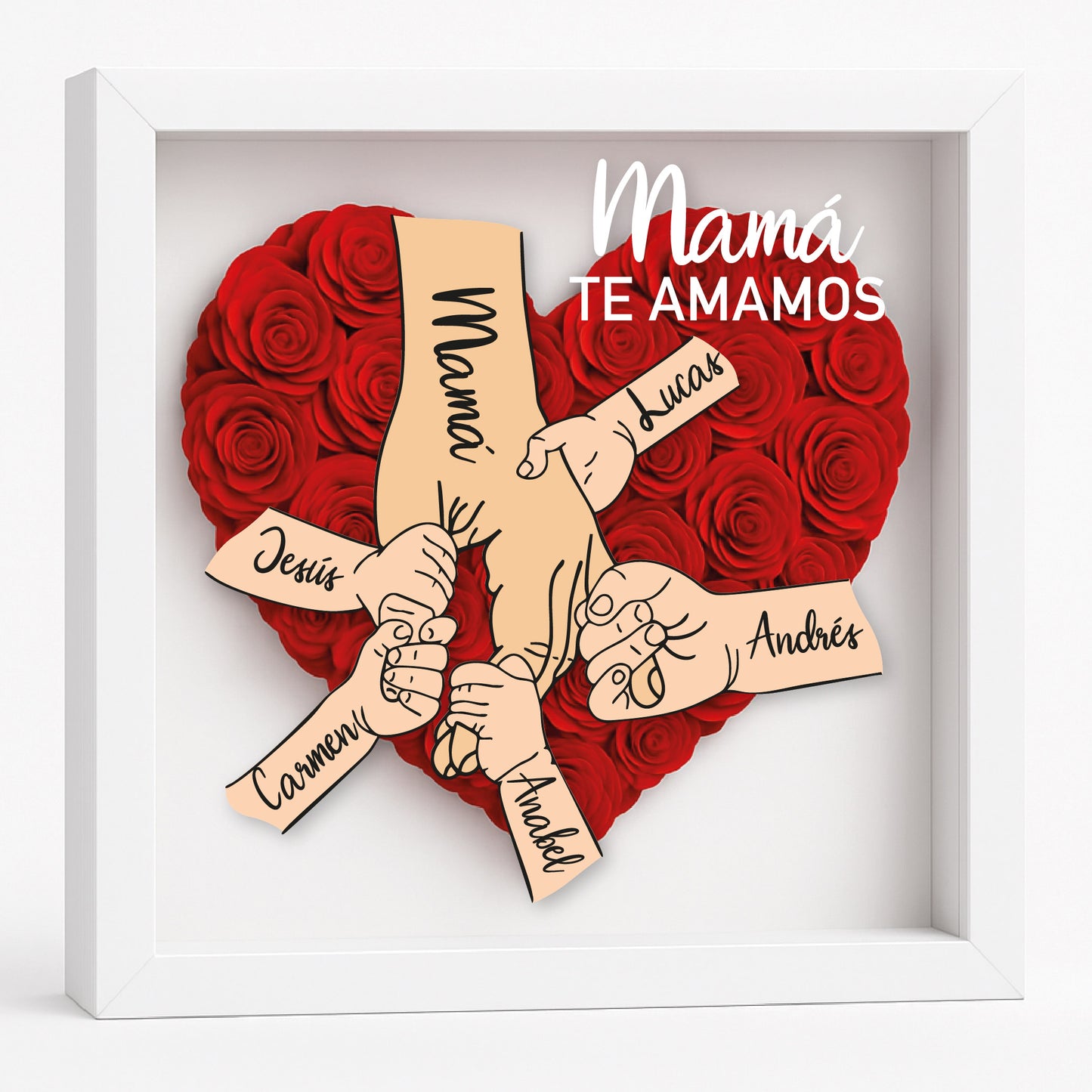 Cuadro Regalo personalizado madre mano y flores