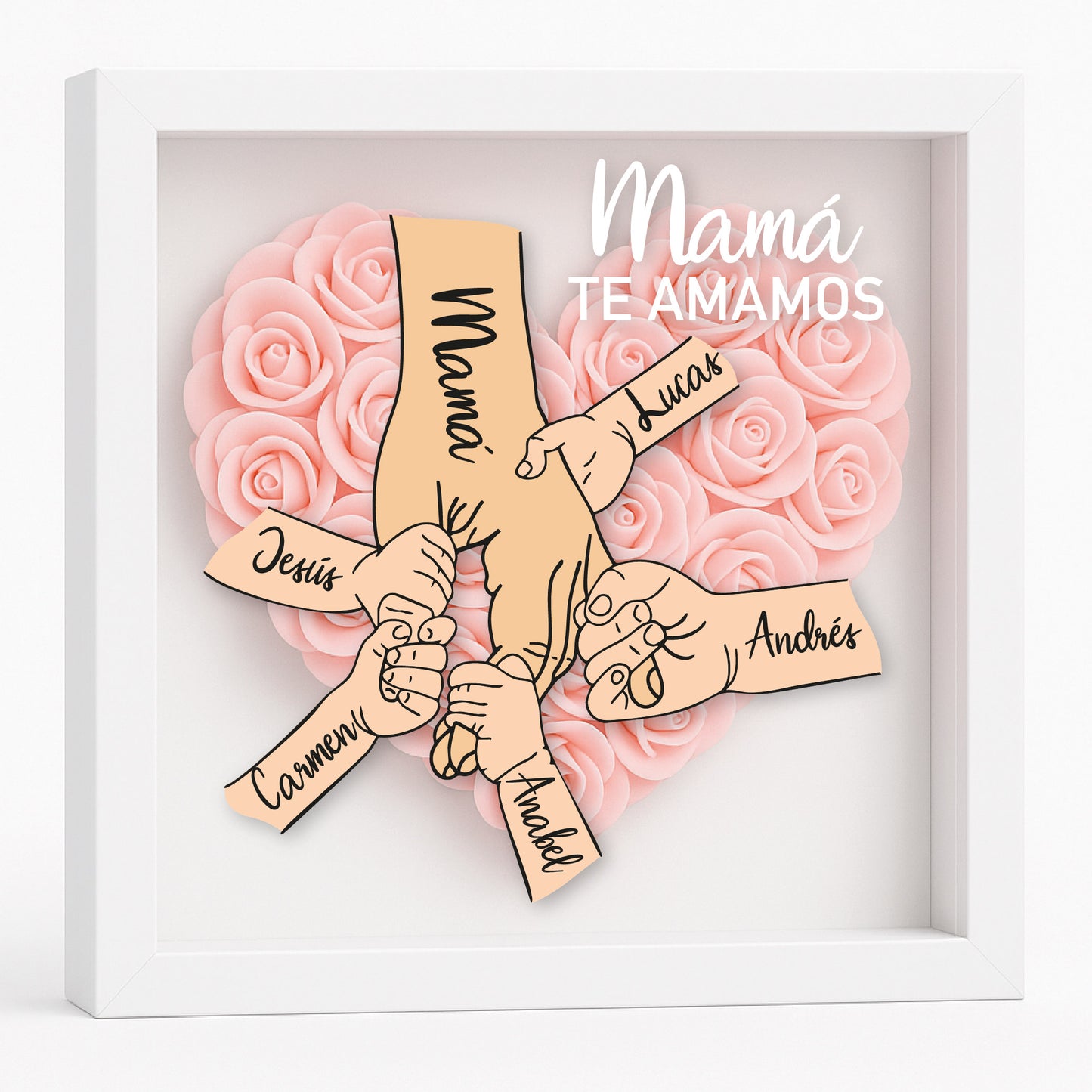 Cuadro Regalo personalizado madre mano y flores