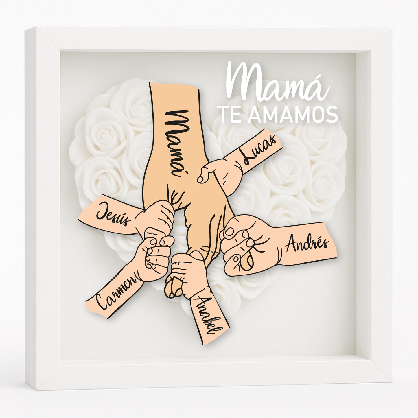 Cuadro Regalo personalizado madre mano y flores