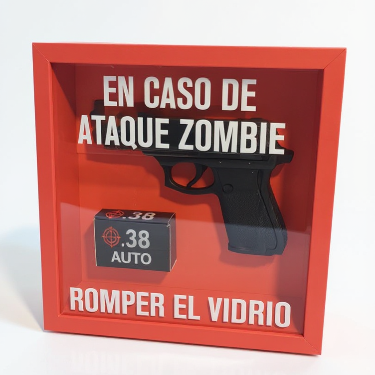 Cuadro 3D en caso de ataque zombie romper el vidrio