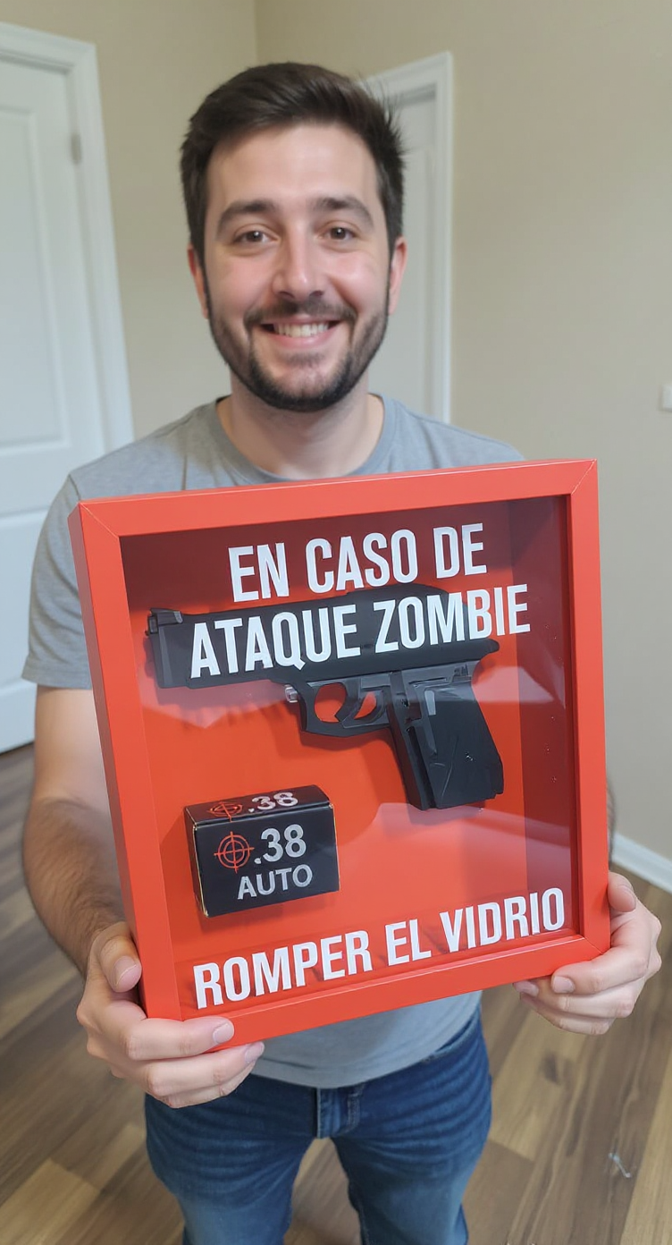 Cuadro 3D en caso de ataque zombie romper el vidrio