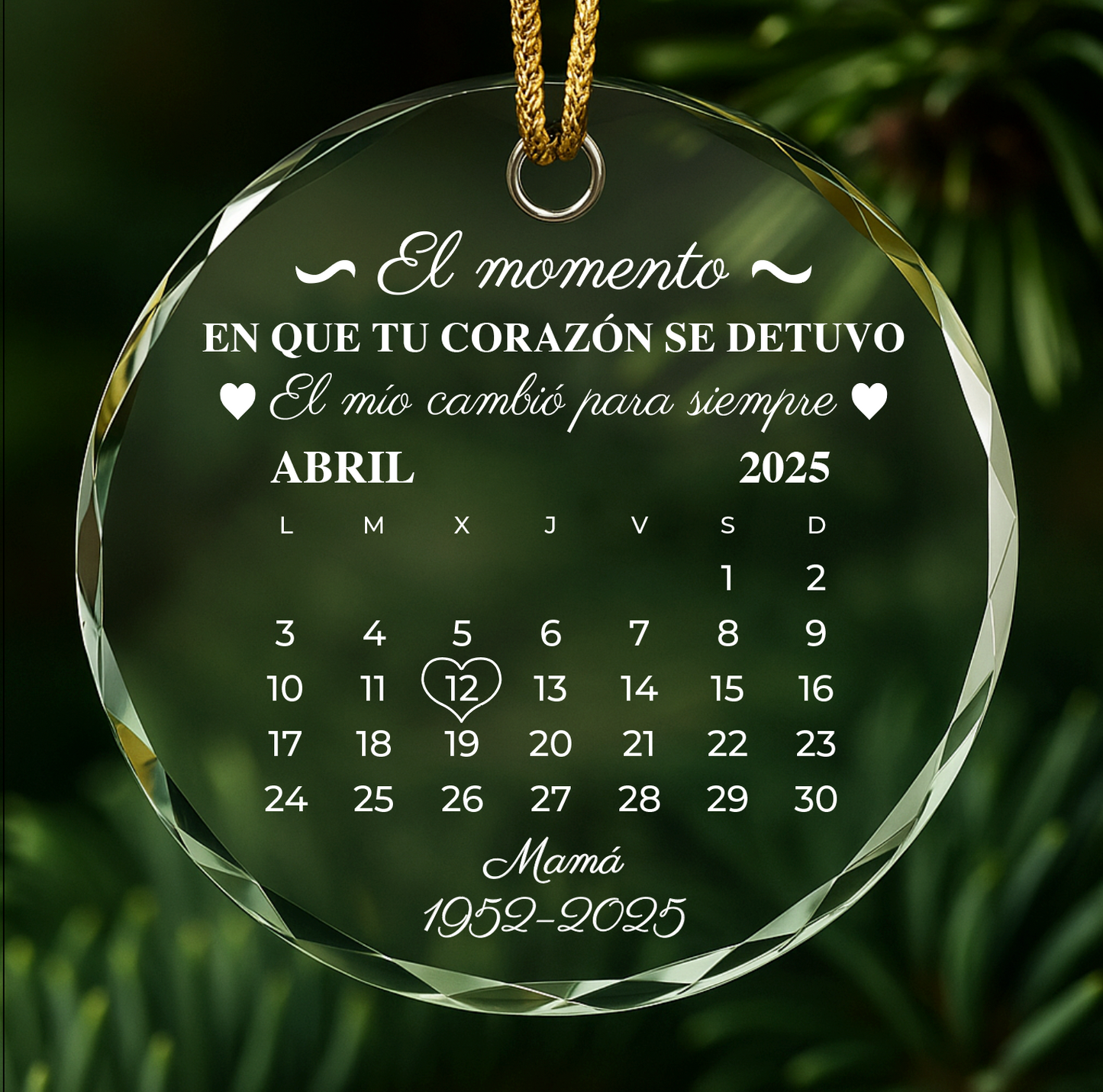 Colgante navidad fecha fallecimiento ser querido