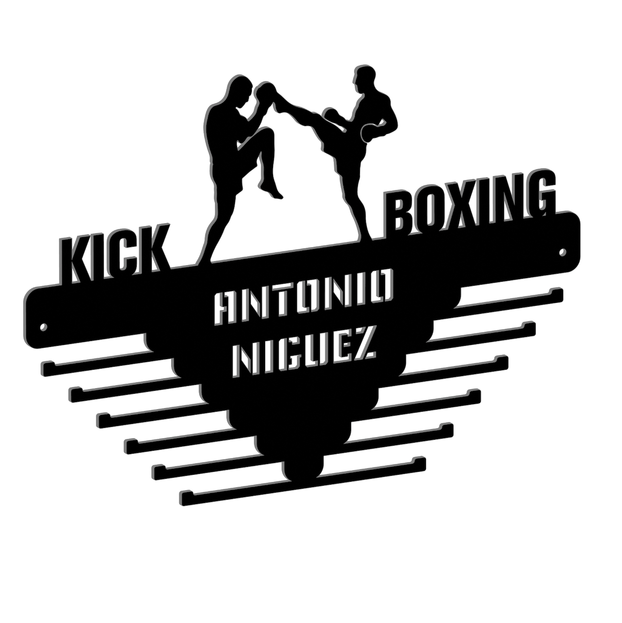 Medallero Kick Boxing Personalizado con Nombre, modelo Guantes de Honor