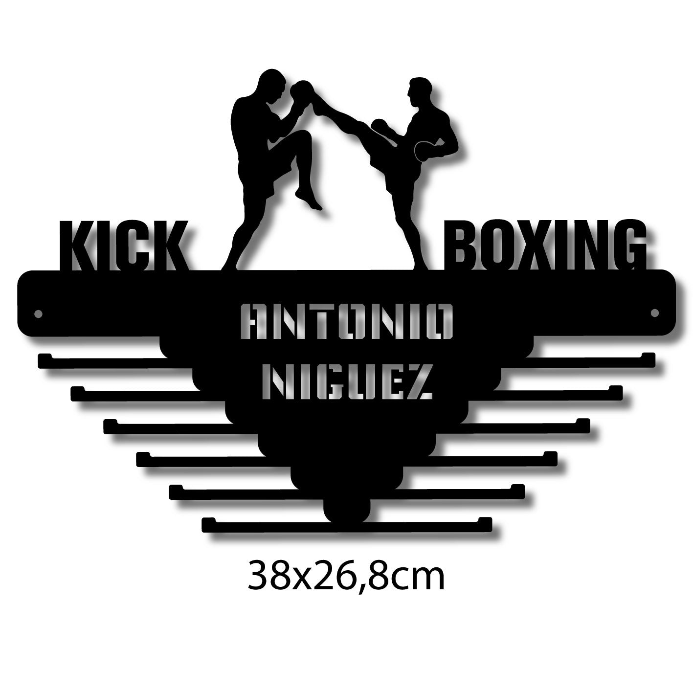 Medallero Kick Boxing Personalizado con Nombre, modelo Guantes de Honor