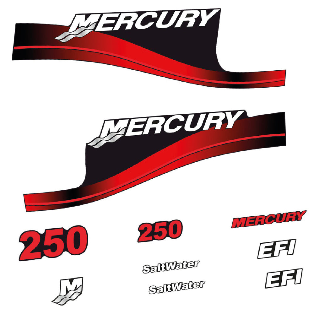 Adhesivos Mercury 250HP EFI SaltWater motor fueraborda pegatinas en vinilo