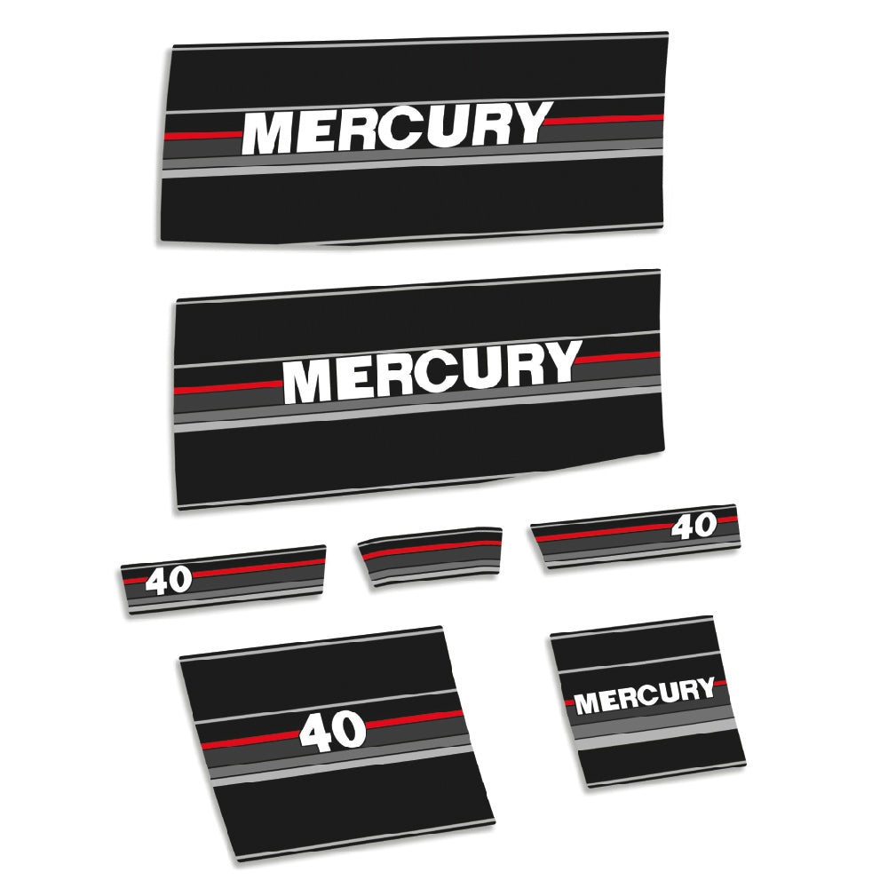 Adhesivos Mercury 40HP Dos tiempos 1990-1991 motor fueraborda pegatinas en vinilo