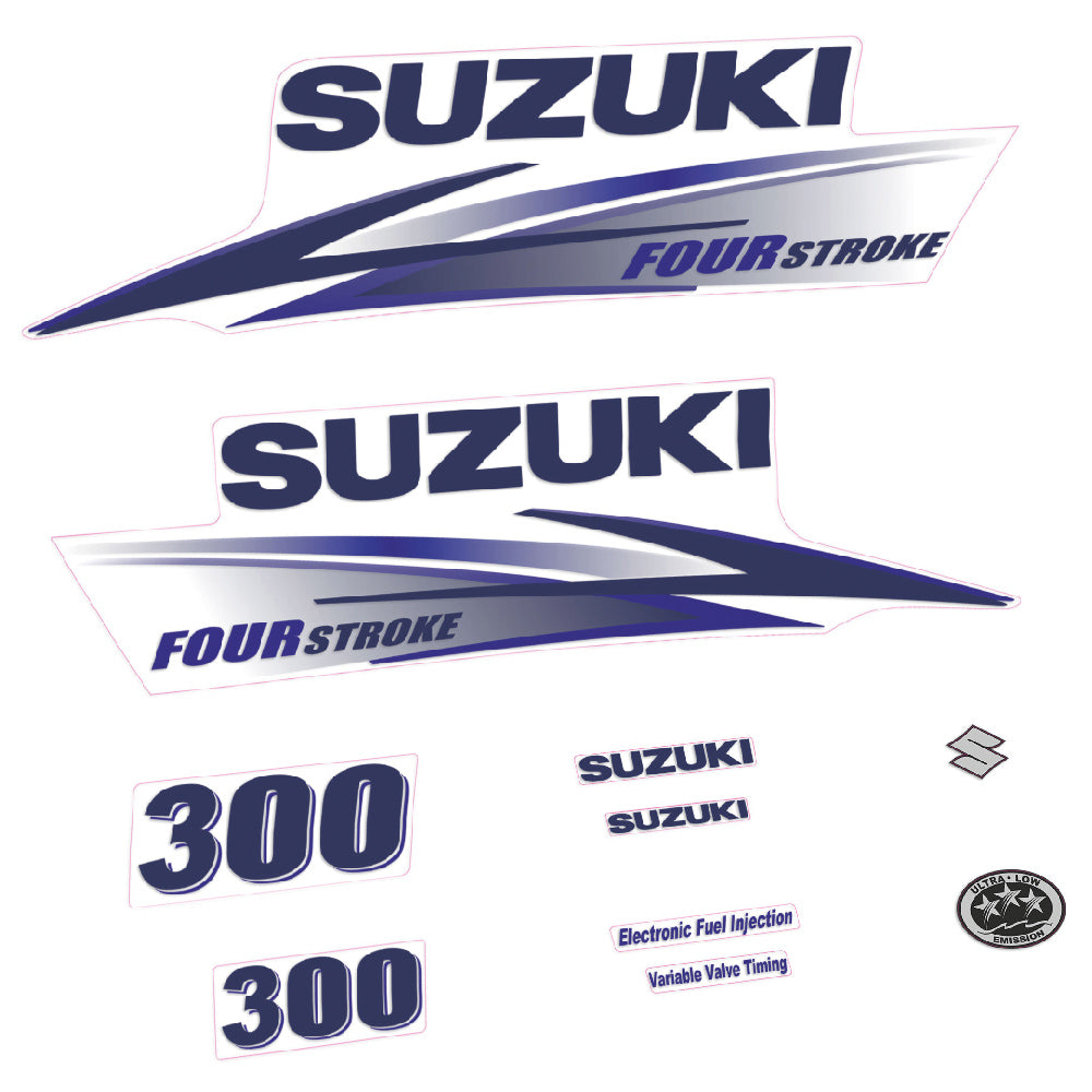 Adhesivos Suzuki DF300 300HP Cuatro tiempos carenado blanco 2010-2013 motor fueraborda pegatinas en vinilo