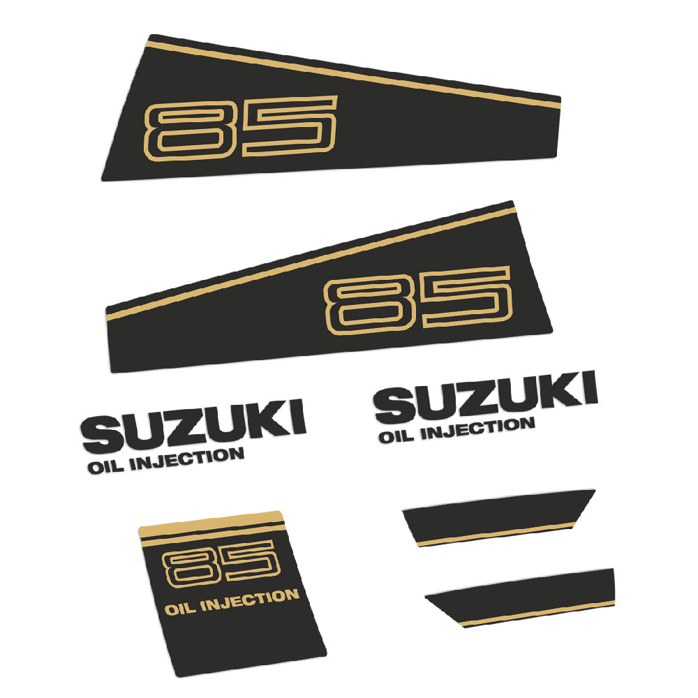 Adhesivos Suzuki DT85 85HP Dos tiempos 1986-1987 carenado plateado motor fueraborda pegatinas en vinilo