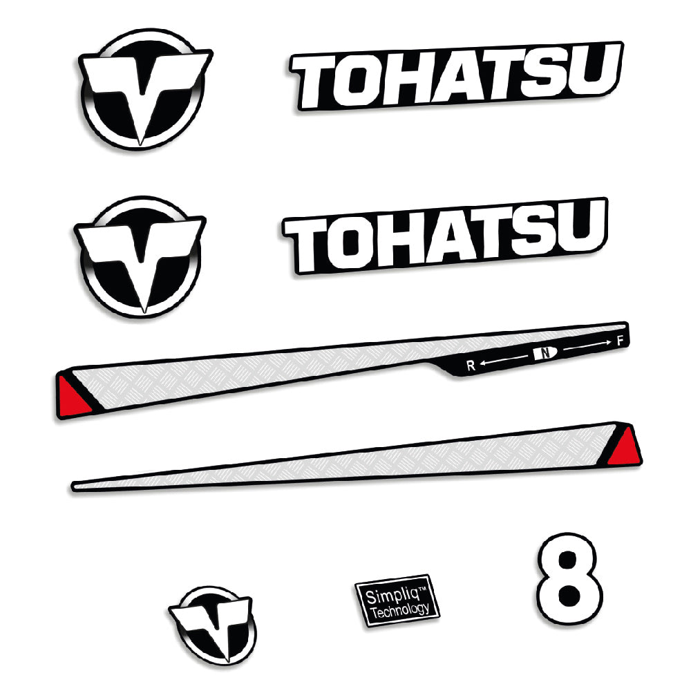 Adhesivos Tohatsu 8HP Dos tiempos motor fueraborda pegatinas en vinilo