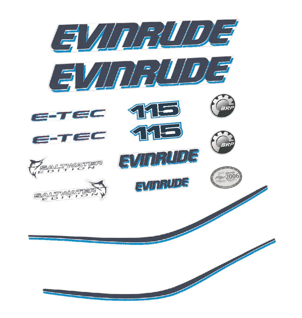 Adhesivos Evinrude 115HP I motor fueraborda carenado blanco, pegatinas en vinilo