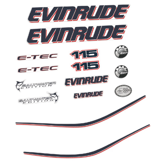 Adhesivos Evinrude 115HP I motor fueraborda carenado blanco, pegatinas en vinilo