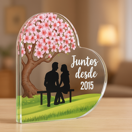 Placa Acrílica Personalizada Corazón - Juntos Desde 2015