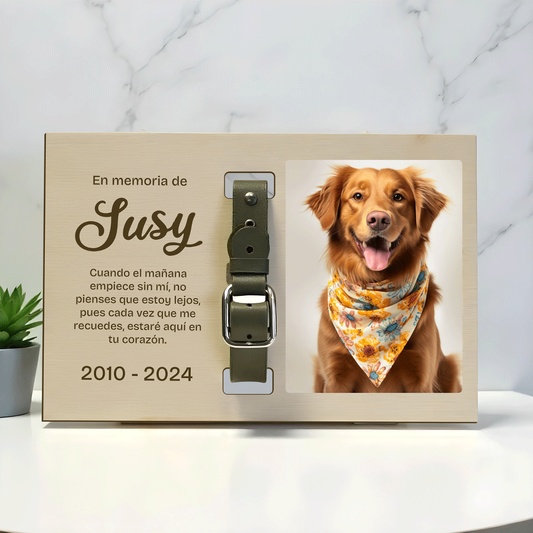 Marco Conmemorativo Personalizado con Foto y Collar para Mascotas 🐾
