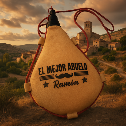 Bota de Vino Piel Personalizada con Grabado a fuego "El Mejor Abuelo"