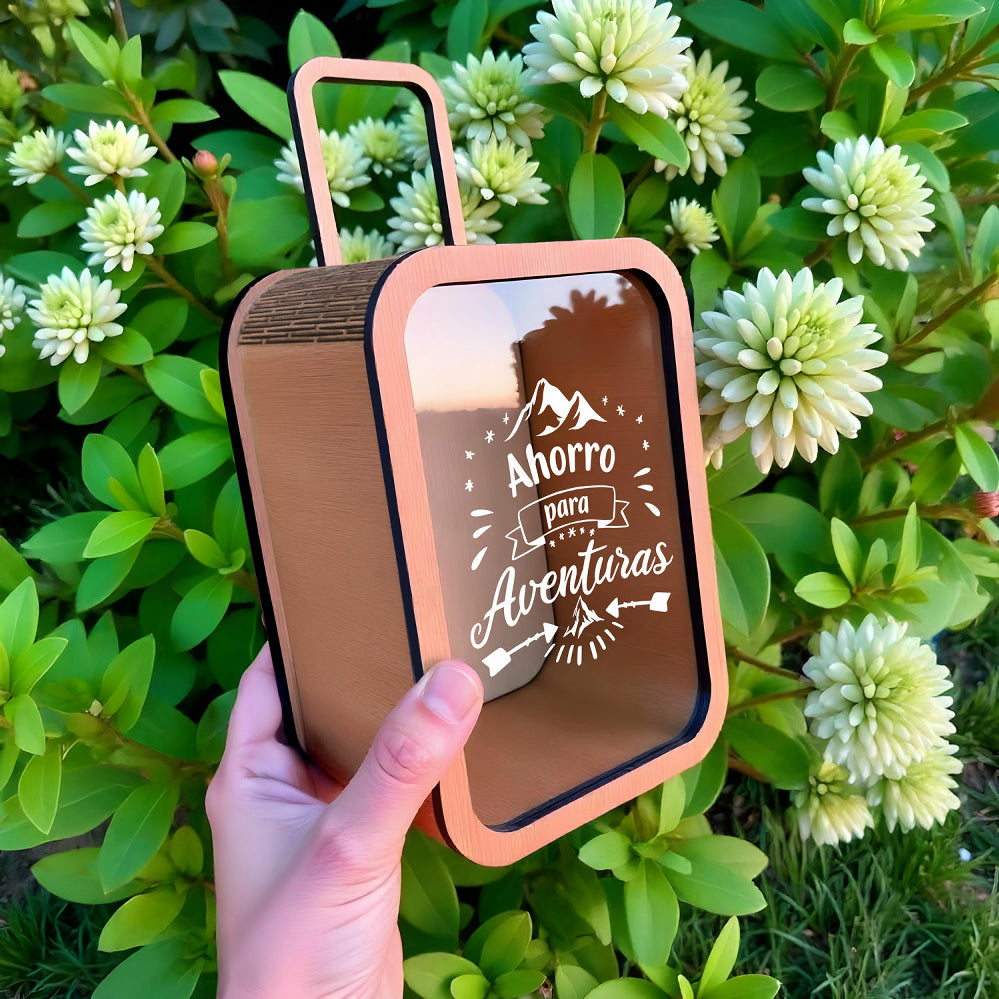 Alcancía de Madera | Ahorro para Aventuras | Diseño Decorativo