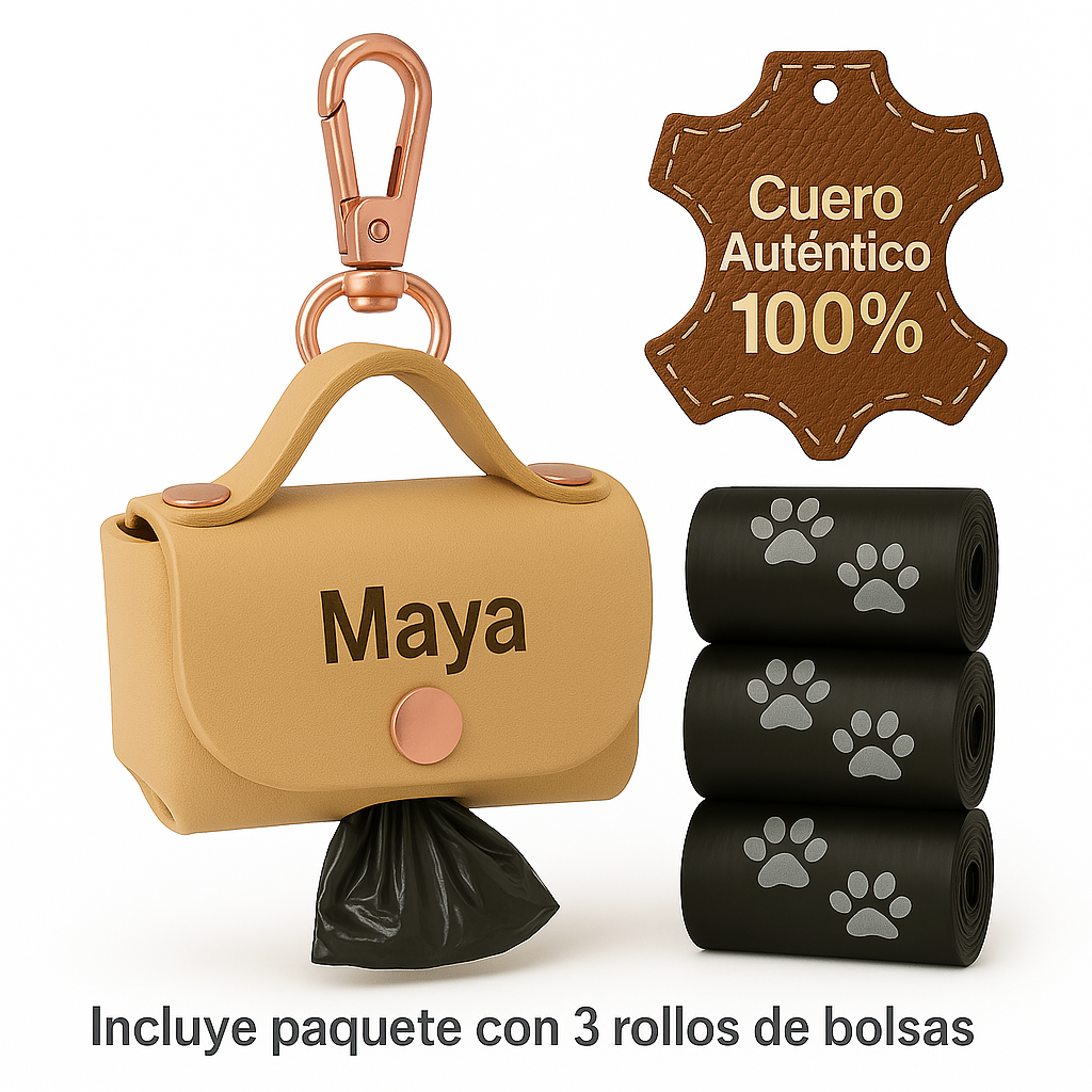 Bolsa piel dispensador para bolsas de las cacas personalizado