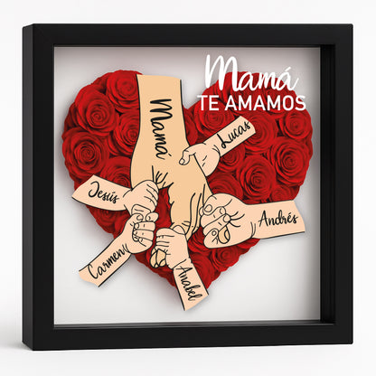 Cuadro Regalo personalizado madre mano y flores