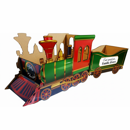 Tren navideño de madera para regalos de navidad personalizado con nombre
