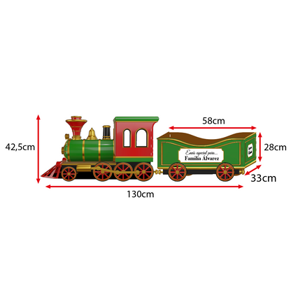 Tren navideño de madera para regalos de navidad personalizado con nombre