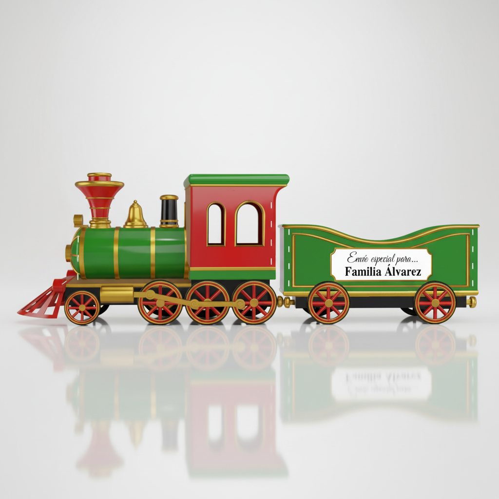 Tren navideño de madera para regalos de navidad personalizado con nombre