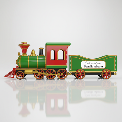Tren navideño de madera para regalos de navidad personalizado con nombre