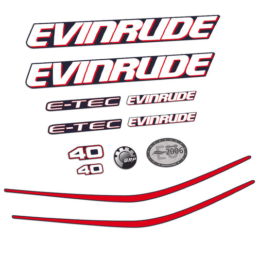 Adhesivos Evinrude 40HP E-tec motor fueraborda pegatinas en vinilo