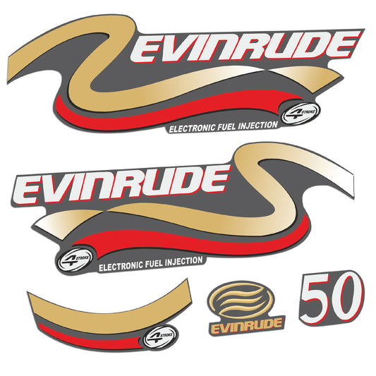 Adhesivos Evinrude 50HP Cuatro tiempos edición dorado motor fueraborda pegatinas en vinilo