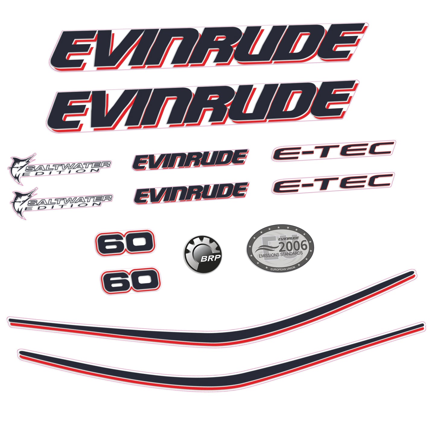 Adhesivos Evinrude 60HP E-tec Carenado blanco motor fueraborda pegatinas en vinilo