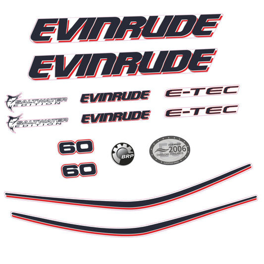 Adhesivos Evinrude 60HP E-tec Carenado blanco motor fueraborda pegatinas en vinilo