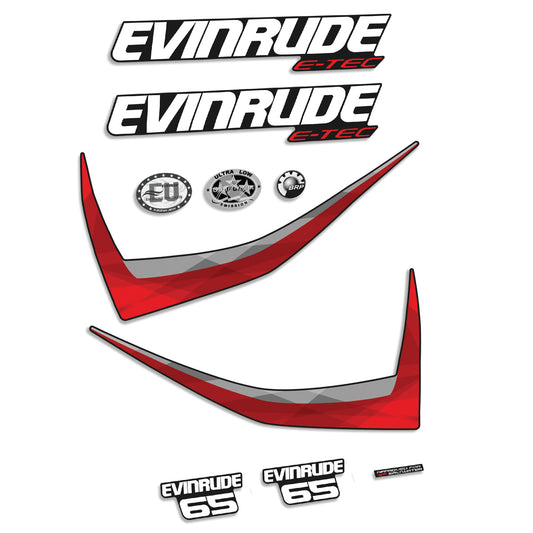 Adhesivos Evinrude 65HP E-tec 2014-2015 Carenado gris motor fueraborda pegatinas en vinilo