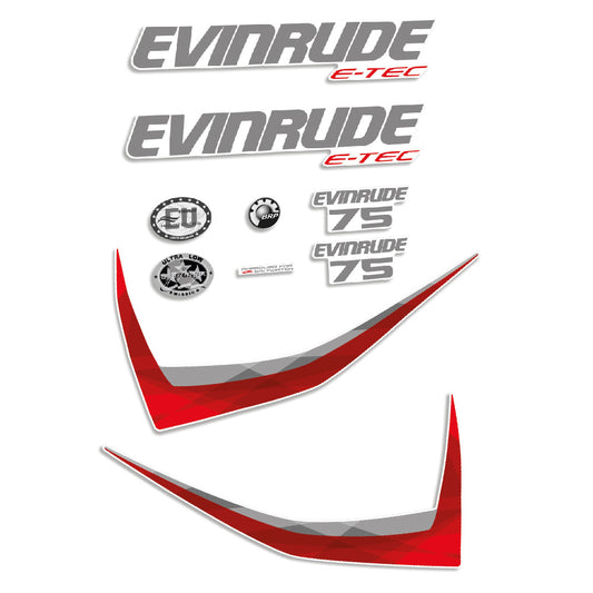 Adhesivos Evinrude 75HP E-tec 2014-2015 carenado blanco motor fueraborda pegatinas en vinilo (copia)