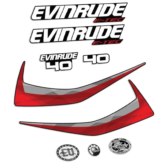 Adhesivos Evinrude 40HP E-tec 2015-2016 Carenado gris motor fueraborda pegatinas en vinilo