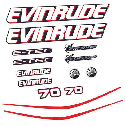 Adhesivos Evinrude 70HP E-tec motor fueraborda pegatinas en vinilo