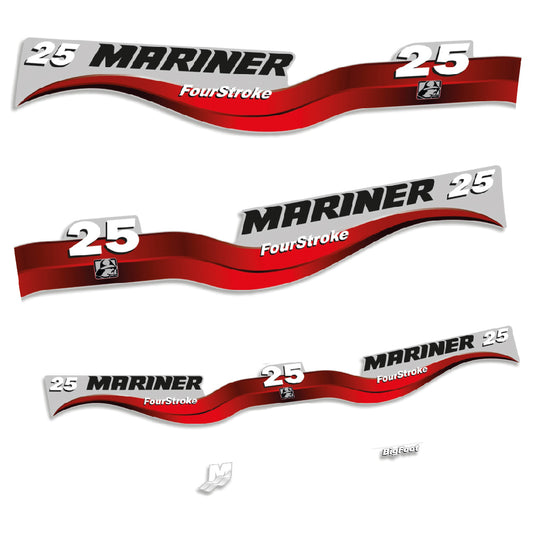 Adhesivos Mariner 25HP Cuatro tiempos motor fueraborda pegatinas en vinilo