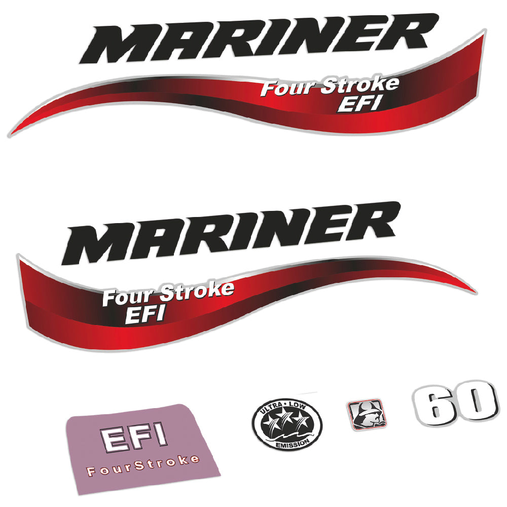 Adhesivos Mariner 60HP Cuatro tiempos EFI 2014 motor fueraborda pegatinas en vinilo