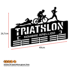 Medallero Triathlón Personalizado con Nombre, modelo Triple desafío segunda imagen