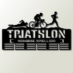 Medallero Triathlón Personalizado con Nombre, modelo Triple desafío
